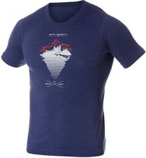 Zdjęcie Brubeck Koszulka Turystyczna Z Merino Męska Ciemnoniebieski Góra Linii Niebieski - Ryglice