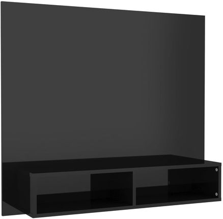 Wisząca szafka pod TV, czarna, wysoki połysk, 102x23,5x90 cm