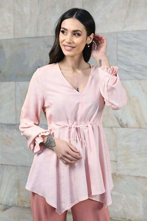 Elegancka tunika koszulowa L Różowy