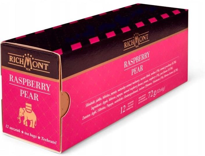 Richmont Herbata Raspberry 12szt. + szklanka HOT - zdjęcie 2 Richmont Herbata Raspberry 12szt. + szklanka HOT