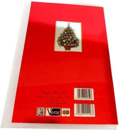 Karnet złoty Boże Narodzenie (choinka,Mikołaj w tle ) p5 Verte cena za 1szt