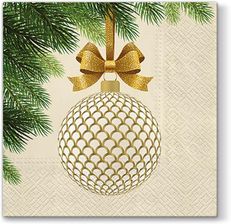 Zdjęcie Serwetki bożonarodzeniowe Złota bombka - 33 cm - 20 szt. - Suchań