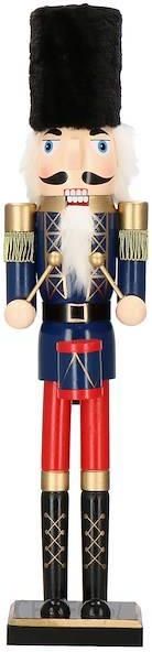Springos Dziadek do orzechów 60cm z bębenkiem drewniany żołnierzyk granatowy figurka świąteczna