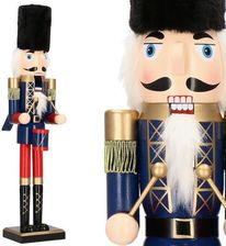 Springos Dziadek do orzechów 60cm z bębenkiem drewniany żołnierzyk granatowy figurka świąteczna