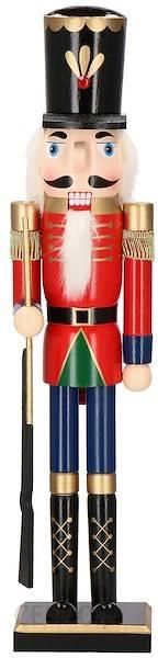 Springos Dziadek do orzechów 60cm z karabinem drewniany żołnierzyk czerwony figurka świąteczna