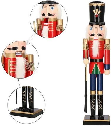 Springos Dziadek do orzechów 60cm z karabinem drewniany żołnierzyk czerwony figurka świąteczna - zdjęcie 5