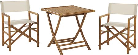 Beliani Zestaw mebli balkonowych bambusowy składne krzesła i stolik Molise/Spello