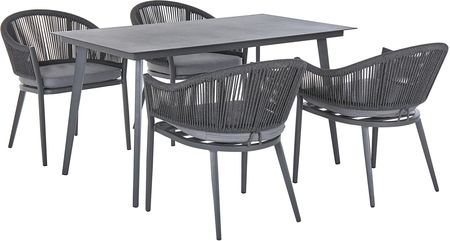 Beliani Zestaw mebli ogrodowych stół 4 krzesła aluminium mat poduszki szary Mileto