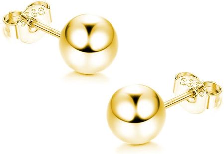 Valerio Delikatne pozłacane srebrne kolczyki wkrętki gładkie kulki kuleczki 10mm balls srebro 925 (SLBALL10MMG)