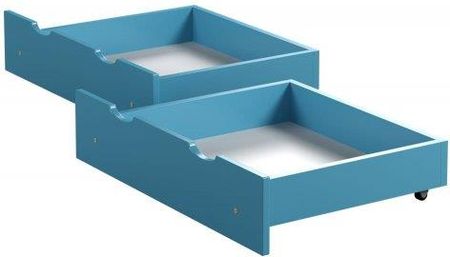 Drewniana szuflada podwójna na kółkach do łóżka 160cm, kolor niebieski