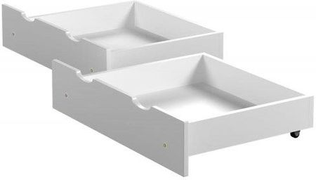 Drewniana szuflada podwójna na kółkach do łóżka 190cm, kolor biały