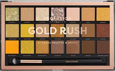 Profusion Gold Rush Eyeshadow Palette paleta 21 cieni do powiek z pędzelkiem