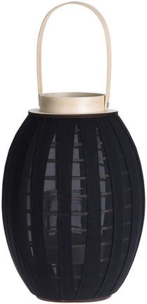 Home Styling Collection Lampion latarnia ze szklanym wkładem czarny ogrodowy dekoracyjny 34x22 cm