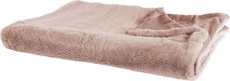 Beliani Koc do salonu materiałowy narzuta na łóżko futro 200 x 220 cm różowy Chaab