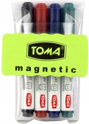 Toma Markery Do Tablic 4 Kol. + Gąbka Magnetyczna