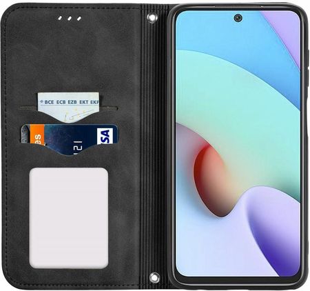 Etui Wallet do Xiaomi Redmi 10, Vintage Style Smooth, Black (213278)