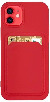 Card Case silikonowe etui portfel z kieszonką na kartę dokumenty do Samsung Galaxy A21S czerwony (108663)