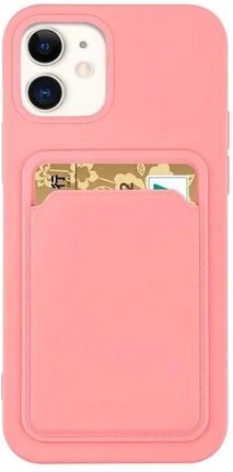 Card Case silikonowe etui portfel z kieszonką na kartę dokumenty do iPhone XS / iPhone X różowy (108555)