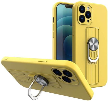 Ring Case silikonowe etui z uchwytem na palec i podstawką do iPhone 11 Pro Max żółty (108847)