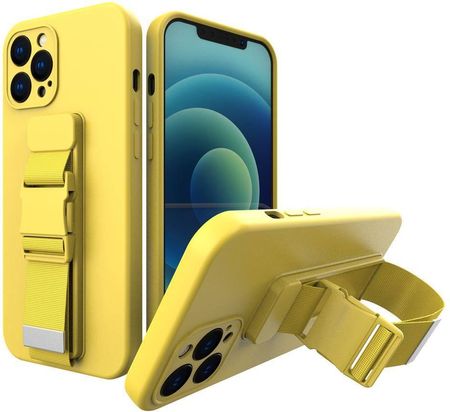 Rope case żelowe etui ze smyczą łańcuszkiem torebka smycz iPhone 12 Pro żółty (109132)