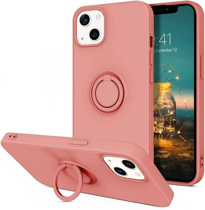 Etui IPHONE 13 Silikonowe Ring Pierścień Magnetyczny Silicone Ring różowe (406455)