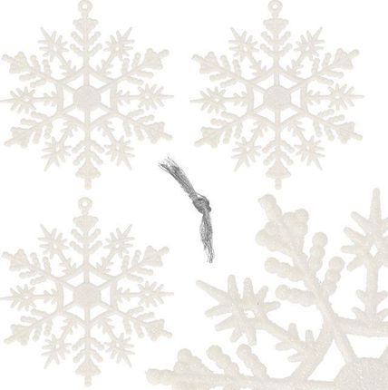 Springos Zawieszka Na Choinkę Śnieżynki 3 Szt Ozdoba Świąteczna 10 Cm Biały Brokat 9426130