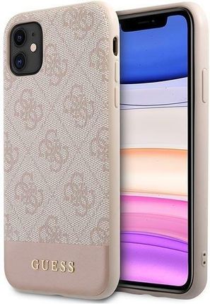 Guess GUHCN61G4GLPI iPhone 11 6,1" różowy/pink hard case 4G Stripe Collection (1576599)