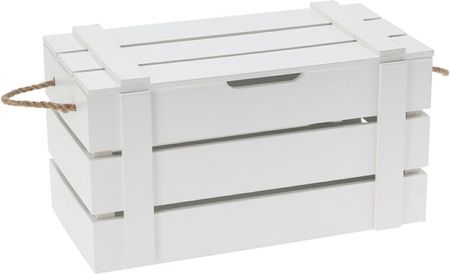 H&S Decoration Stylowe Pudełko Z Pokrywą Drewniane Białe Skrzynia Do Przechowywania Uchwyty Ze Sznurka Scandi Eko (Nbd200320)