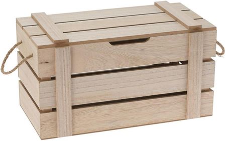 H&S Decoration Stylowe Pudełko Z Pokrywą Drewniane Beżowe Skrzynia Do Przechowywania Uchwyty Ze Sznurka Scandi Eko (Nbd200320)