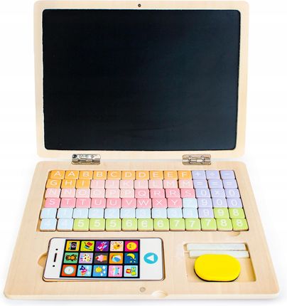 Ecotoys Laptop Edukacyjny Dla Dziecka Drewniany Tablica