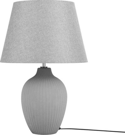 Beliani Lampa stołowa szara ceramiczna wygląd betonu materiałowy abażur Fergus