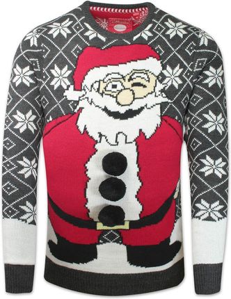 Sweter Świąteczny Z Mikołajem Z Poduszką Imitującą Brzuch 
