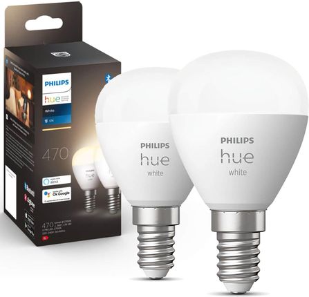 PHILIPS HUE White Żarówka kulka LED E14 470lm 2szt. (929002440604)