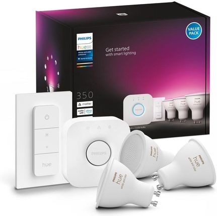 PHILIPS HUE White and color ambiance Zestaw startowy 3 szt. GU10 5.7W 350lm (929001953113)
