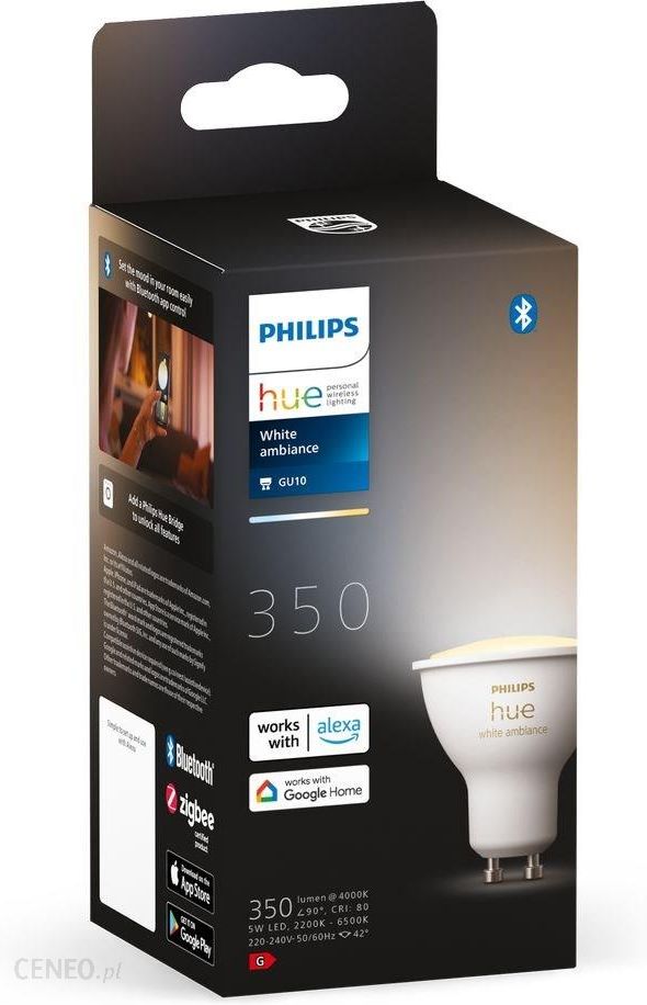 Philips Hue White Ambiance GU10 spot dimmable (3-pack) - 5W 350lm  2200K-6500K 230V