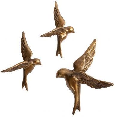 Be Pure Zestaw Trzech Metalowych Ptaków Antyczny Mosiądz 800004 B 19595