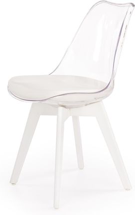 Halmar K245 krzesło transparentne eko skóra nogi białe