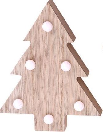 KMTP Dekoracja Świąteczna Drewniana Z Ciepłymi Białymi Diodami Led 13cm Choinka Kax5305150Choinka