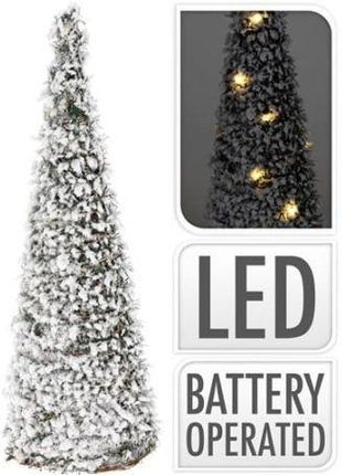 KMTP Choinka Bożonarodzeniowa Rattanowa 20 Led Piramida Dekoracyjna 40cm Zielony Ze Sztucznym Śniegiem Na Baterie Ip20 Kamz101530