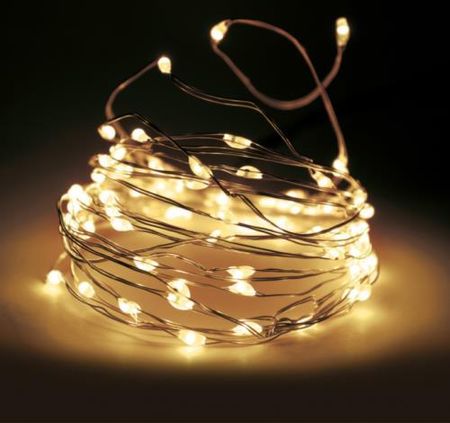 KMTP Lampki Świąteczne Dekoracyjne Na Złotym Druciku 40 Led Bardzo Ciepła Biel Na Baterie Kax9700020