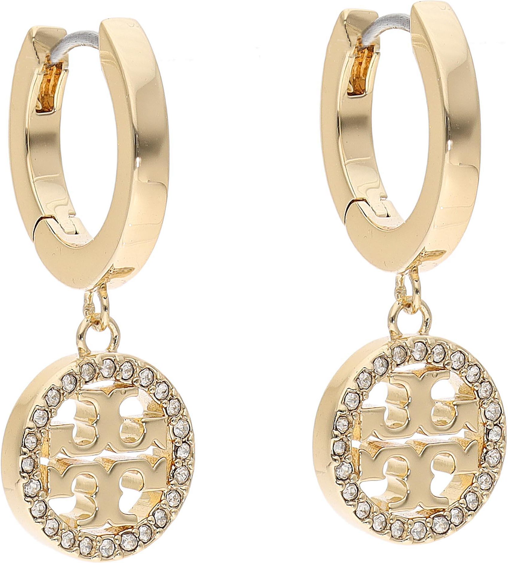 Tory Burch Kolczyki Miller Pave Hoop Earring 87041 Gold/Crystal