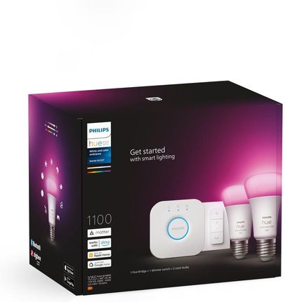 PHILIPS HUE White and color ambiance Zestaw startowy 2 szt. E27 1100lm  (929002468805) - Opinie i atrakcyjne ceny na