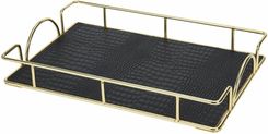 Zdjęcie Taca do serwowania prostokątna 30x20x4 cm czarno-złota Glamour - Lubsko