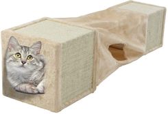 Zdjęcie Tunel z drapakiem dla kota 106x29x29 cm beżowy - Żagań