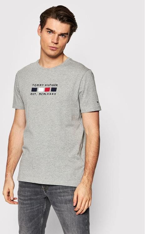 Tommy Hilfiger T Shirt Four Flags Mw0mw20162 Szary Regular Fit Ceny I