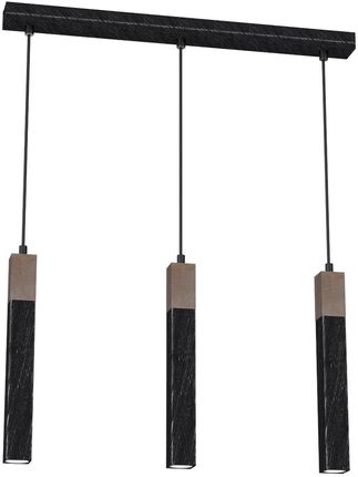 MiLAGRO - Lampa wisząca SOLO SAWN 3x mini GU10 - czarny/drewno - MLP7470  