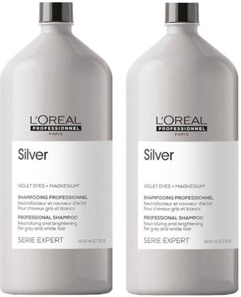 Loreal Silver Zestaw: szampon do włosów siwych lub rozjaśnionych 2x1500ml