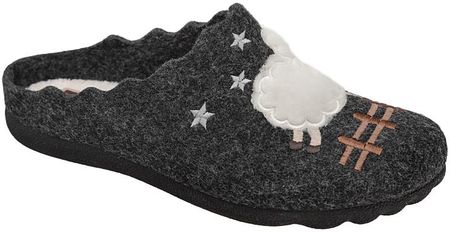 Kapcie MANITU 320054-01 Schwarz Czarne Pantofle domowe Ciapy zdrowotne