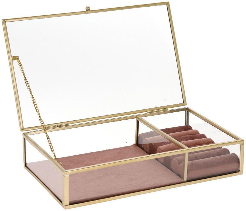 Pudełko na biżuterię szkatułka organizer z różową wyściółką 23x14,5x5 cm - zdjęcie 1 Pudełko na biżuterię szkatułka organizer z różową wyściółką 23x14,5x5 cm