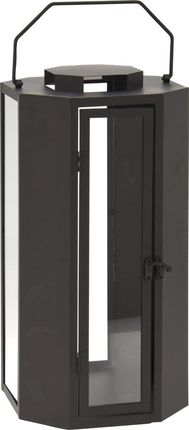 Latarnia szklana metalowa lampion 22x43 cm czarny